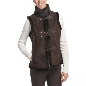 LNR Brown Faux Suede & Fur Vest